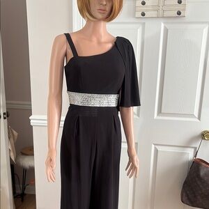 R & M Richards Black Jumpsuit with Silver Accents